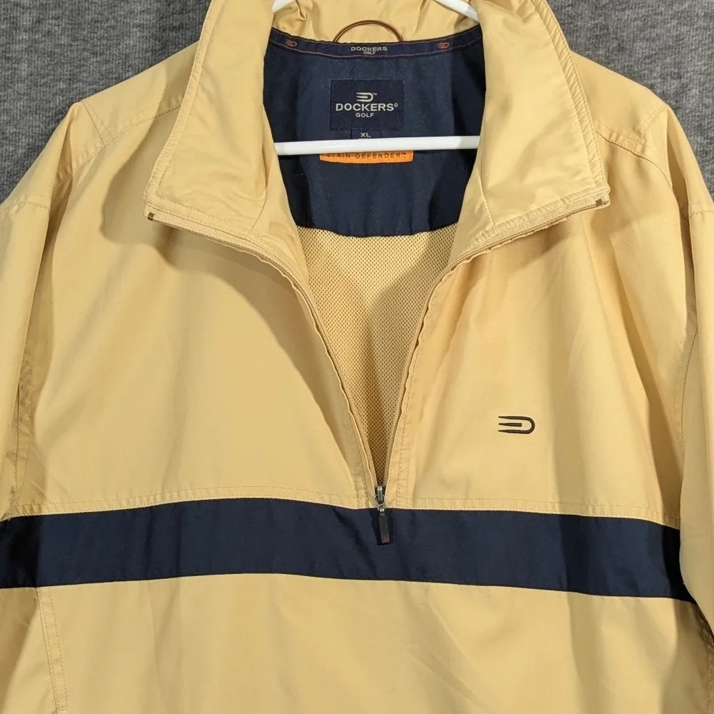 Vintage Dockers Golf Mens Yellow Blue Colorblock Windbreaker Jacket Size XL